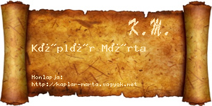 Káplár Márta névjegykártya